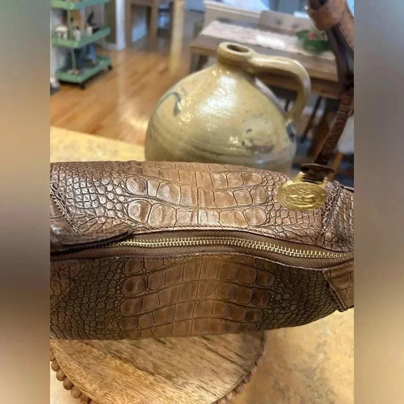 Brahmin Toasted Almond Anne Croc Handbag - Picture 6 of 16